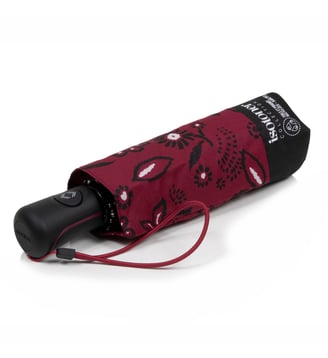 Parapluie solide, déperlant, large couverture 98 cm, mini 21cm et automatique - Isotoner - Bandana bordeaux