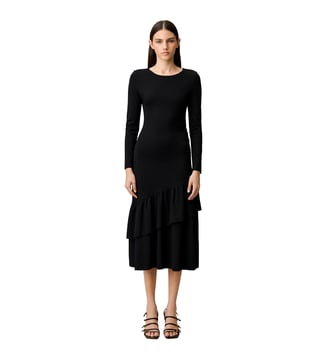 Robe moulante jersey volants - Claudie Pierlot - Noir