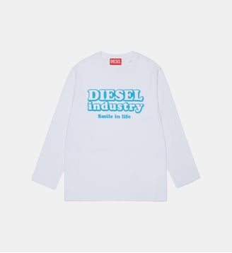 T-shirt manches longues avec logo - Diesel Kids - Blanc