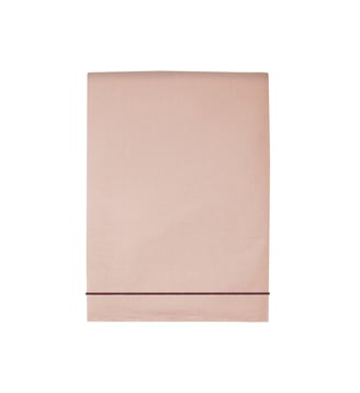 Drap plat en percale de coton lavé, DOUCEUR LAVÉE - Blanc Cerise - Vieux rose