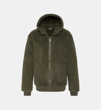 Veste sherpa zippée à capuche - Schott - Vert