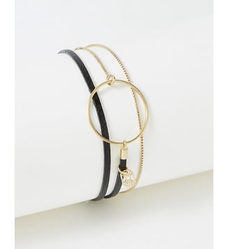 bracelet cuirs et chaines Nolah Noir Vernis - Flowers for Zoe - Noir