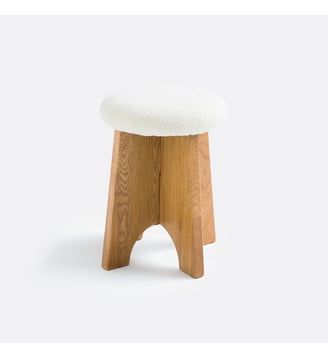 Tabouret rembourré pied chêne massif - La Redoute Interieurs - Écru