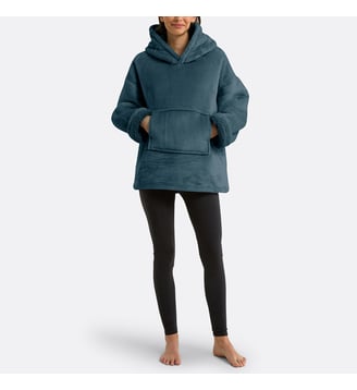 Plaid sweat polaire taille S/M - So'Home - Bleu encre