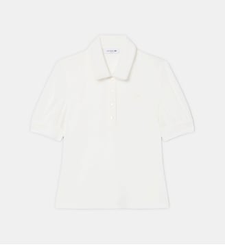 Polo jersey fluide manches ballon slim fit - Lacoste - Blanc