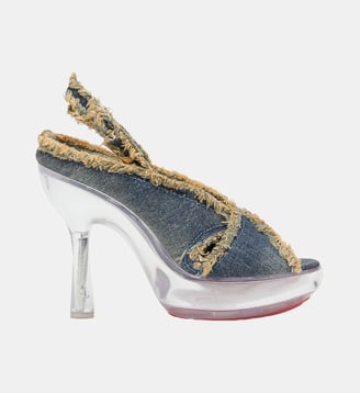 D-Lake-Sandales  à plateforme en denim effiloché et plexiglas - Diesel - Jean bleu