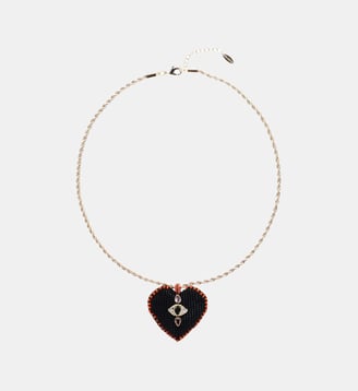 Collier chaîne avec pendentif perles tissées FORTAZA - Hipanema - Noir