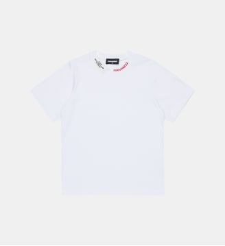 T-shirt à col rond avec logo - Dsquared2 - Blanc