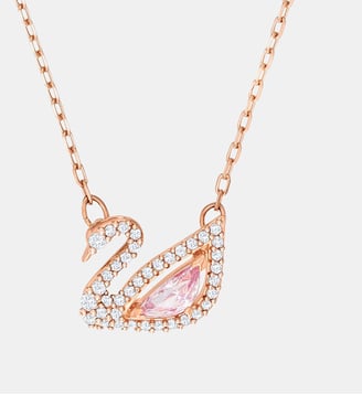 Collier Swan, Cygne, Rose, Doré à l’or rose 18 carats (750/1000) - Swarovski - Rose