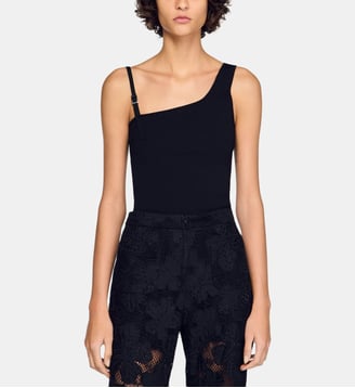 Pull asymétrique en maille - Sandro - Noir