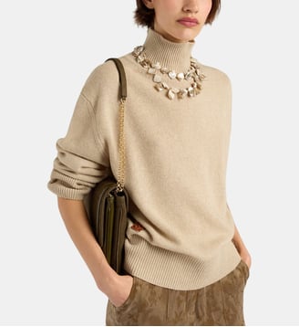 Tricot quince en laine mélangée cachemire - Momonì - Beige
