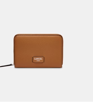 Petit portefeuille zippé en cuir signature - Lancel - Marron