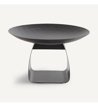 Brasero d'extérieur en métal fer avec range-bûches - AM.PM - Noir mat