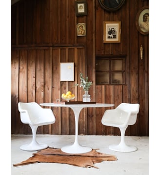 Table ronde en marbre Karla N°1062- Produit chiné - Debongout - Blanc