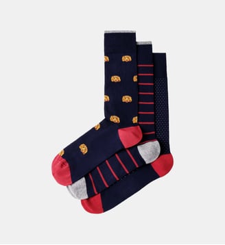 Lot De Trois Paires De Chaussettes Harry En Coton Peigné - Hackett London - Ink blue