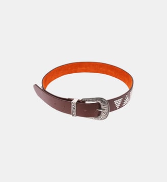 Ceinture unie avec studs et boucle travaillée LARS - Wild - Marron