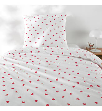 Parure de lit enfant 50% coton recyclé - La Redoute Interieurs - Imprimé coeurs