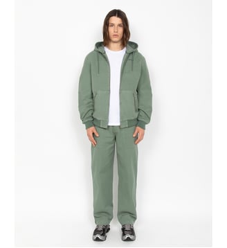 Blouson worker canvas à capuche - Schott - Vert fumé