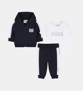 Ensemble cardigan, pantalon et t-shirt - BOSS Kidswear - Bleu cargo