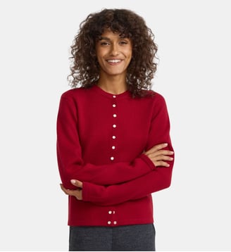 cardigan pression "12 ans" en cachemire marron - Agnès b. - Rouge medicis