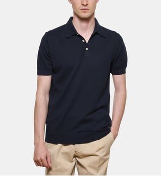 Polo en maille de coton Marine - Atelier Privé - Bleu marine