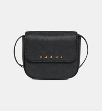 Sac bandoulière avec rabat frontal - Marni - Noir