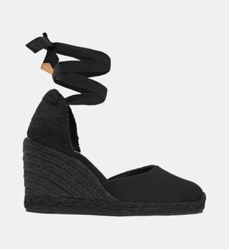 Espadrilles compensées à lacets avec plateforme tressée CARINA - Castaner - Noir