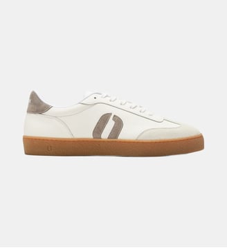 Tennis basses Pablo éco-responsables en cuir - Odaje - Blanc et gris