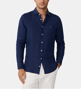Chemise En Lin Teint En Pièce Coupe Ajustée - Hackett London - Old navy
