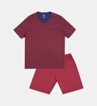 Pyjama court coton mercérisé - Eminence - Bleu
