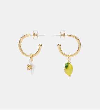 Créoles citron et fleur blanche de citronnier - Les Néréides - Jaune