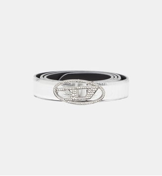 Ceinture en cuir 2 cm avec boucle en cristal - Diesel - Gris argente