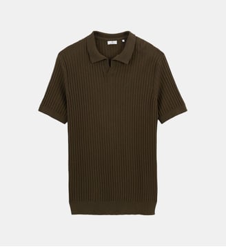 Pull col polo en coton et lin Milan - Serge Blanco - Vert