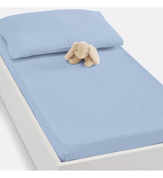 Drap-housse bébé gaze de coton uni - La Redoute Interieurs - Bleu pastel