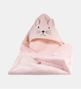 Cape de bain lapin en coton - Kindsgut - Rose pâle