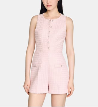 Short tweed à carreaux sequins Sandro