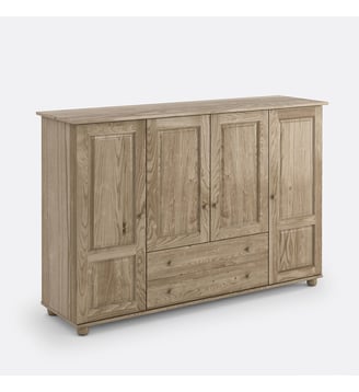 Armoire pin massif Redmond, penderie lingère - So'Home - Bois clair brut