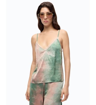 Top en satin aux reflets dégradés - Pinko - Multicouleur vert et rose