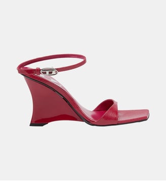 D-Amber-Sandales à talons compensés en cuir effet lézard - Diesel - Rose