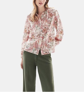 Chemise colomby - Motif rayures - Coton - Coupe droite - Caroll - Ivoire