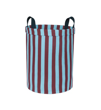 Grand panier de rangement rond - Nobodinoz - Burgundy blue stripes