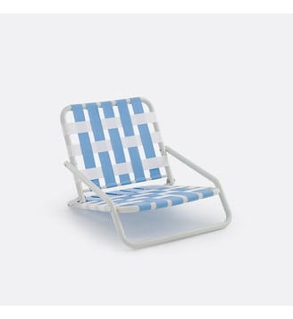Chaise basse de plage en aluminium, pliante - La Redoute Interieurs - Bleu clair et blanc