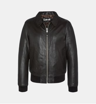 Blouson casual, cuir d'agneau - Schott - Marron
