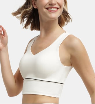 Crop top col V de Sport Dim Move - Dim - Blanc cassé