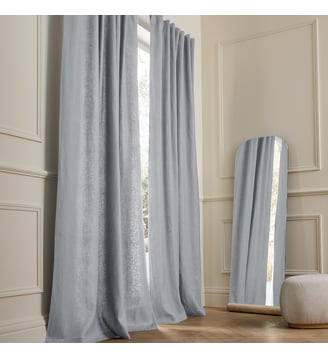 Rideau lin lavé doublé, pattes cachées - AM.PM - Gris clair