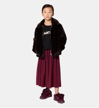 Veste en polaire duveteuse - Lanvin Kids - Marron et noir