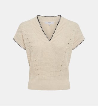 Pull V sans manche en coton - LORANE - Gerard Darel - Écru