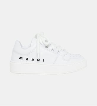 Baskets basses en cuir avec logo - Marni - Blanc