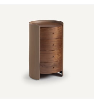Commode chevet plaqué noyer et cuir AM.PM