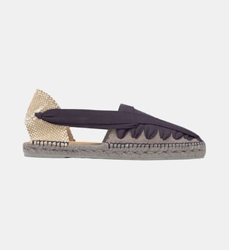 Espadrilles plates en coton organique à lacets NORMAN - Castaner - Bleu marine et taupe